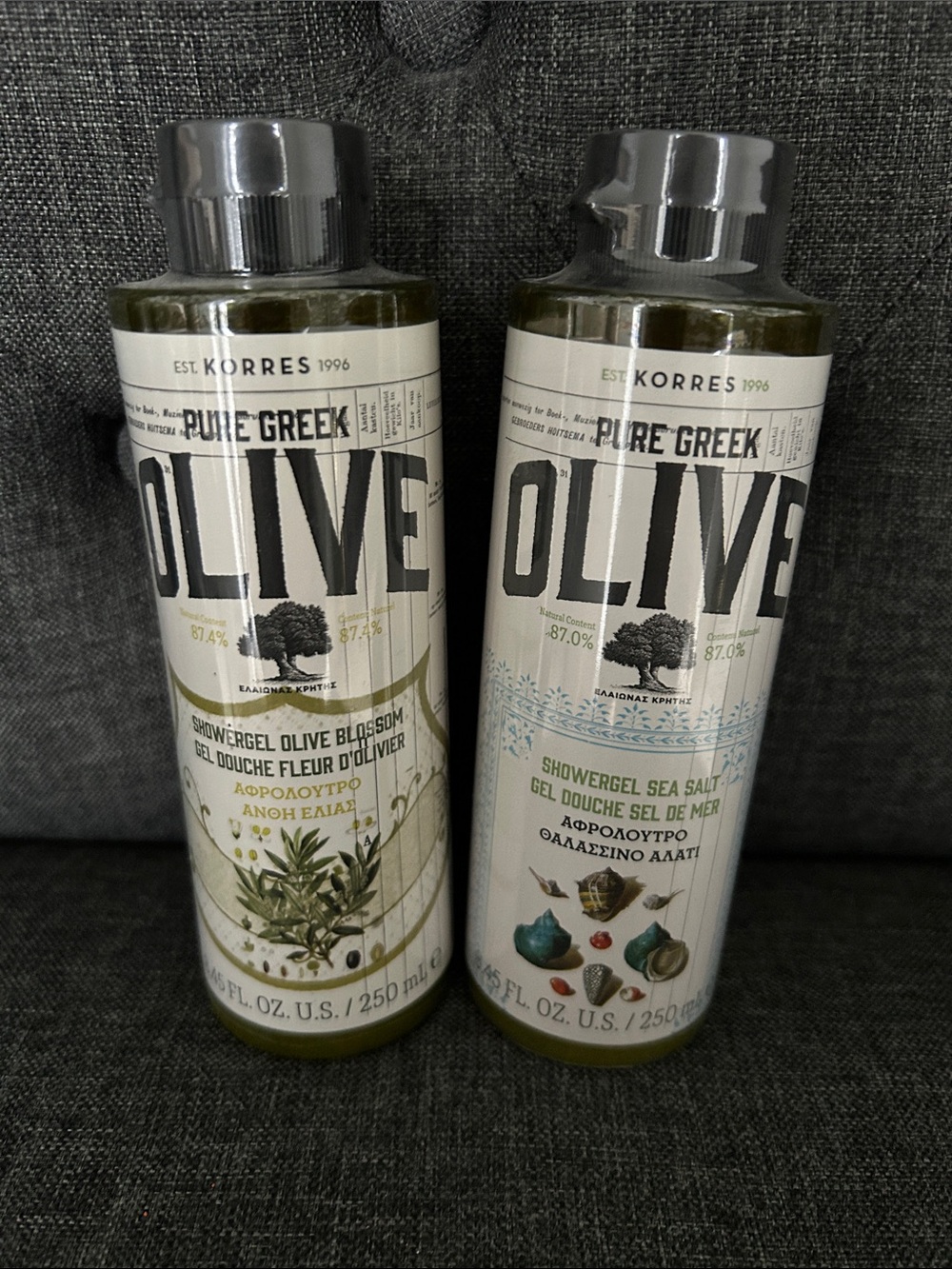 NEW 🆕 TWO Korres Pure Greek Olive Shower Gel – Green Olive & Sea Salt (2x250 ml)